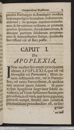 Caput I. De Apoplexia