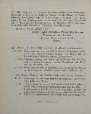 21. Ministerial-Bekanntmachung, betreffend Wechsel in der Hauptagentur der Vaterländischen Vieh-Versicherungs-Gesellschaft in Dresden