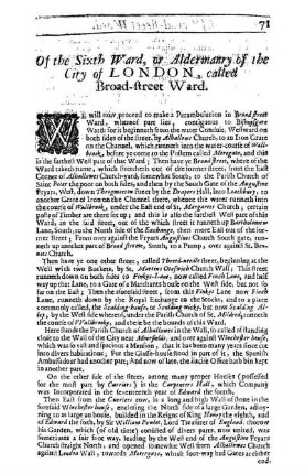 Of the Sixth Ward, or Aldermanry of the City of London, called Broad-street Ward
