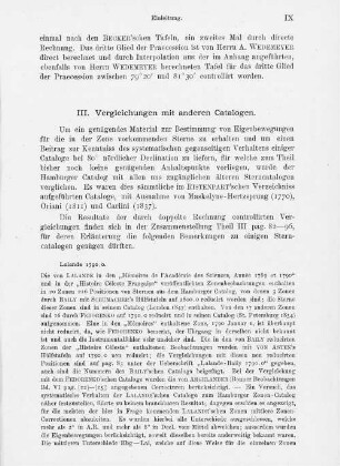 III. Vergleichungen mit anderen Catalogen.