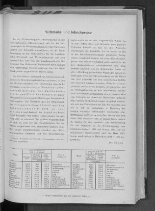 Weltmarkt- und Inlandspreise