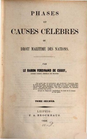 Phases et causes célèbres du droit maritime des nations, T. 2