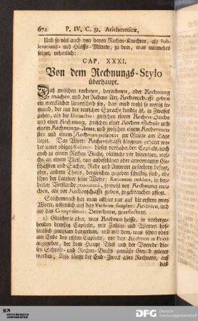 Cap. XXXI. Von dem Rechnungs-Stylo überhaupt.
