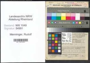 Entnazifizierung Rudolf Menninger , geb. 24.11.1909 (Kaufmaennischer Angestellter)
