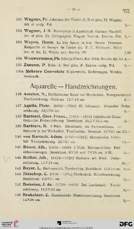 Aquarelle- Handzeichnungen (Nr. 136-327)
