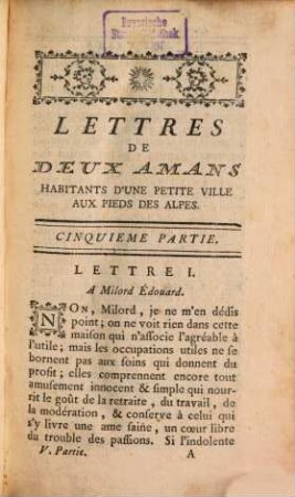 Lettres de deux amans, habitants d'une petite ville aux pieds des Alpes, 5