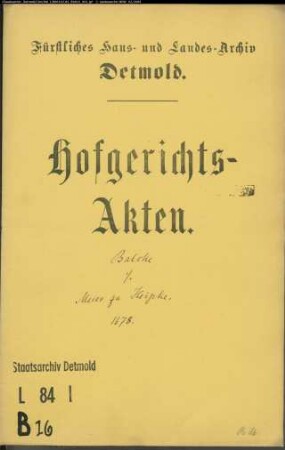 Balke, Hermann in Herford gegen Meier zu Heipke - Schuldforderung