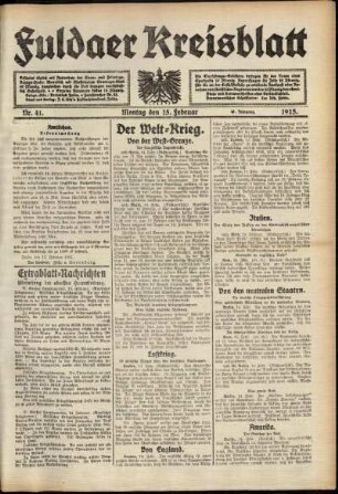 Ausgabe vom Montag, den 15. Februar 1915.
