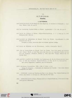 VII. Alt-Weimar. Goethe (Nr. 1183-1236)