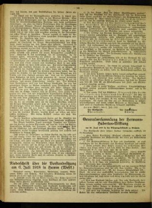 Niederschrift über die Vorstandssitzung am 6. Juli 1918 in Hamm (Westf.)