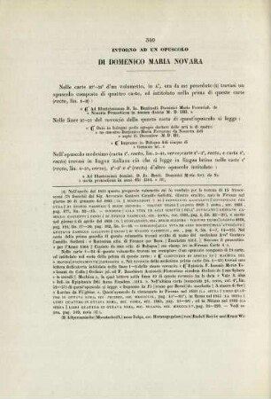Intorno ad un opuscolo di Domenico Maria Novara.