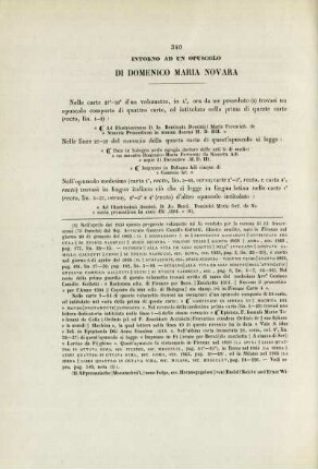 Intorno ad un opuscolo di Domenico Maria Novara.