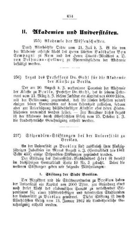 Stipendien-Stiftungen bei der Universität zu Breslau : [II. Akademien und Universitäten]