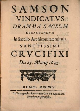 Samson Vindicatus : Dramma sacrum
