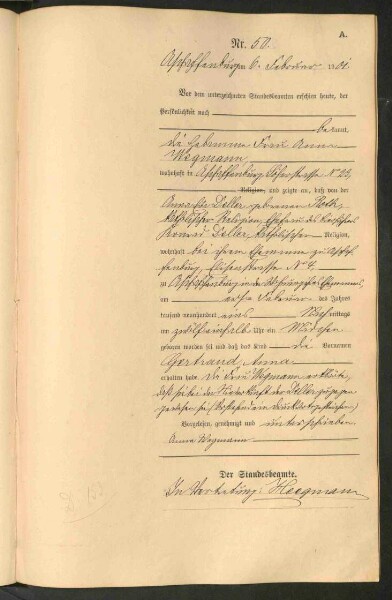 Standesamtsbuch der Stadt Aschaffenburg: Geburten 365/1900 - 184/1901