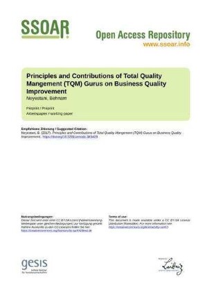 Principles and Contributions of Total Quality Mangement (TQM) Gurus on Business Quality Improvement