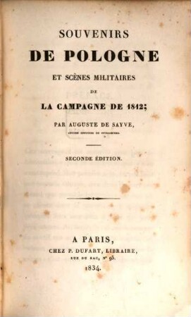 Souvenirs de Pologne et scènes militaires de la campagne de 1812