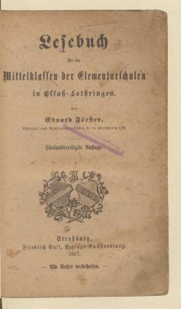 Lesebuch für die Mittelklassen der Elementarschulen in Elsaß-Lothringen