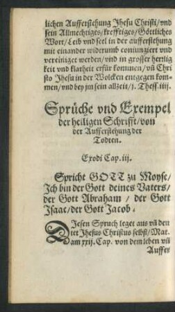 Sprüche und Exempel der heiligen Schrifft/ von der Aufferstehung der Todten.