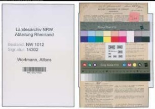 Entnazifizierung Alfons Wortmann , geb. 22.01.1904 (Pfarrektor)