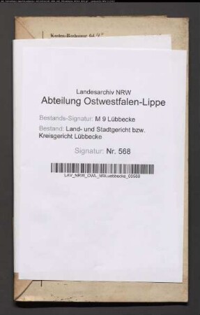 Erblasser: Heenbrock, Caroline Wilhelmine Louise Charlotte, geb. Brockmeyer: