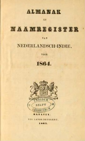 1864: Almanak en naamregister van Nederlandsch-Indie