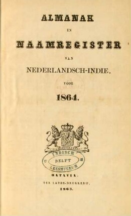 1864: Almanak en naamregister van Nederlandsch-Indie