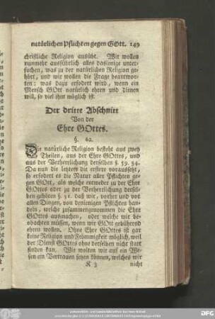 Der dritte Abschnitt. Von der Ehre Gottes.