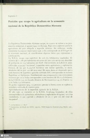 Capitulo I. Posición que ocupa la agricultura en la economia nacional de la República Democrática Alemana