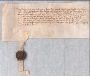 Dietrich von Wissel quittiert dem Grafen Johann von Kleve über die gezahlte Aussteuer seiner Gemahlin Margarete, Tochter Luf (Loif) von Hulhuizen. Gegeven 1361 op sunte Matheus avont. Siegel abhängend, Umschrift beschädigt.