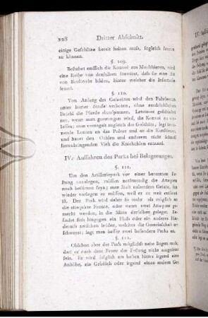 IV. Auffahren des Parks bei Belagerungen.