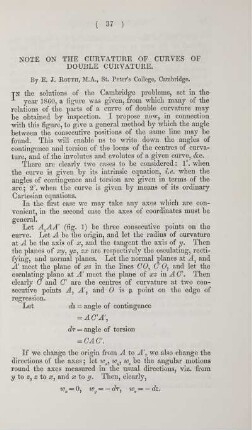 Note on the curvature of curves of double curvature.