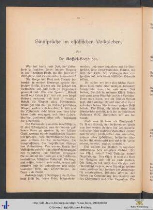 Sinnsprüche im elsässischen Volksleben.