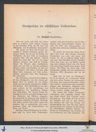 Sinnsprüche im elsässischen Volksleben.