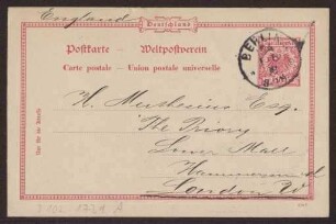 Schreiben an Hermann Muthesius (Postkarte)