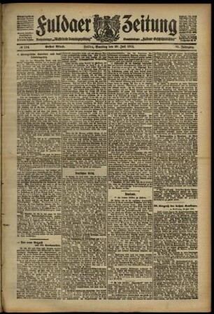 Erste Ausgabe vom Samstag, den 20. Juli 1912.