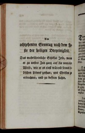 Am achtzehenten Sonntag nach dem Feste der heiligen Dreyeinigkeit. [...]