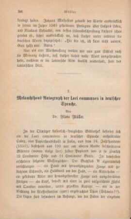 306-314 Melanchthons Autograph der Loci communes in deutscher Sprache