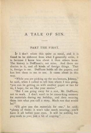 A tale of sin and other tales