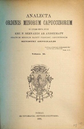 Analecta Ordinis Fratrum Minorum Capuccinorum. 11. 1895