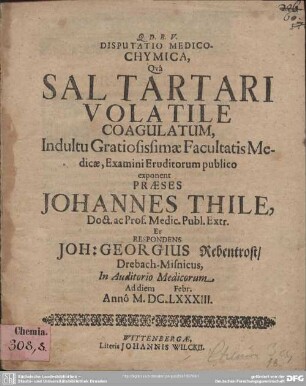 Disputatio Medico-Chymica, Qvae Sal Tartari Volatile Coagulatum