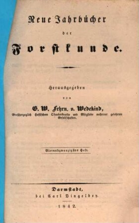 Neue Jahrbücher der Forstkunde. 24. 1842