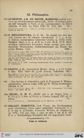 XI. Philosophie (Nr. 433 - 452)