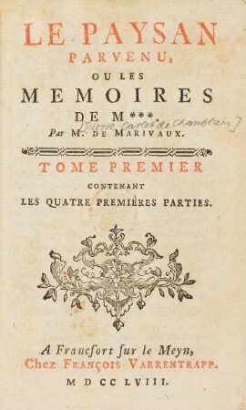 Tome Premier: Paysan parvenu
