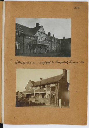 Waschhof der Hampstead Tenants, London-Golders Green: Ansichten (aus: Skizzen- und Fotoalbum 26)
