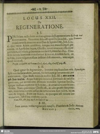 Locus XXII. De Regeneratione