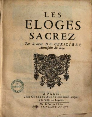 Les eloges sacrez