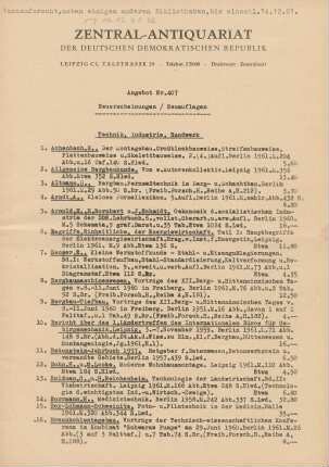 Nr. 407: Neuerscheinungen/Neuauflagen
