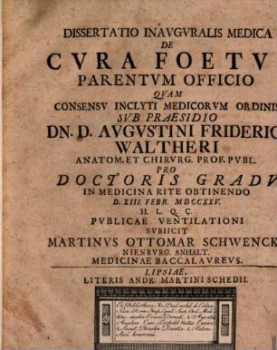 Diss. inaug. med. de cura foetus parentum officio