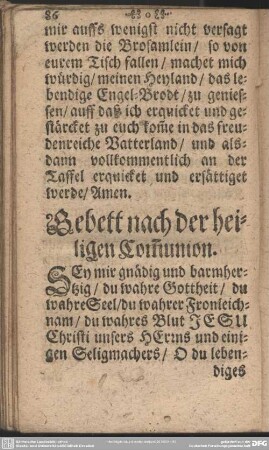 Gebett nach der heiligen Communion